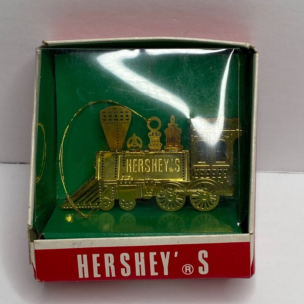 Hershey's Christmas Ornament Brass Gold Train Engine